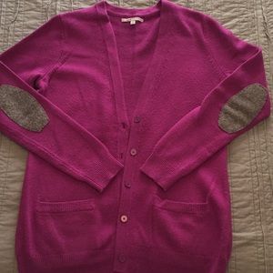 Gap Magenta Cardigan with Elbow Patches